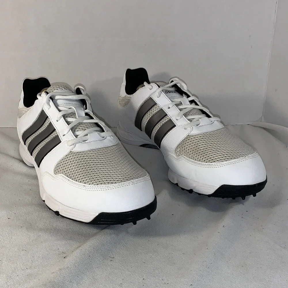 Adidas Men’s Tech Response 2.0 White/Black Golf Sneakers with Silver Stripes